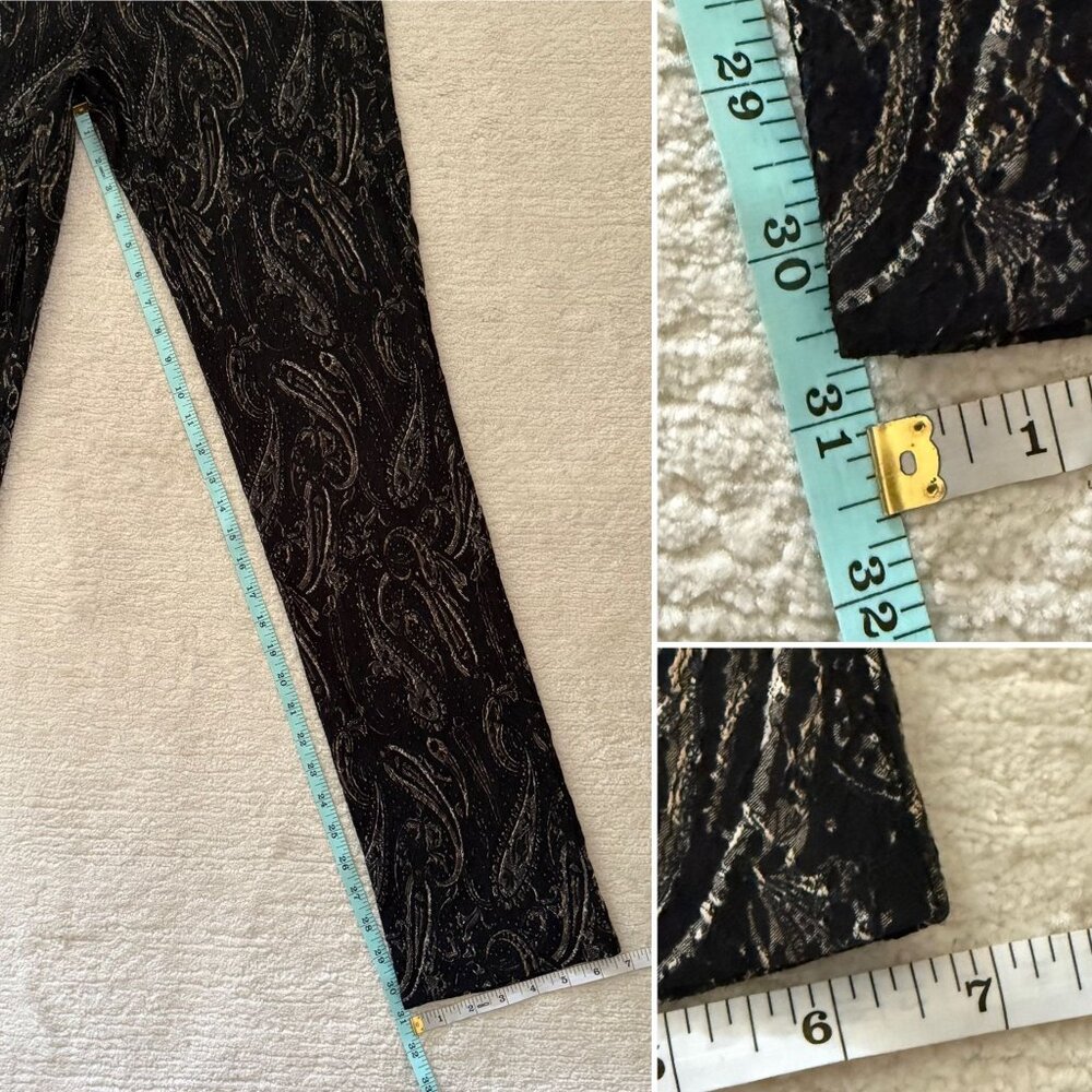 JEnvie New York Black Paisley Jacquard Pants Size 10 Made in USA Quiet Luxury - Picture 8 of 11